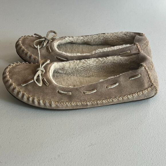 LL Bean Moccasin Slipper Women's Size 9 Hearthside Suede Sherpa Lined - Picture 4 of 12